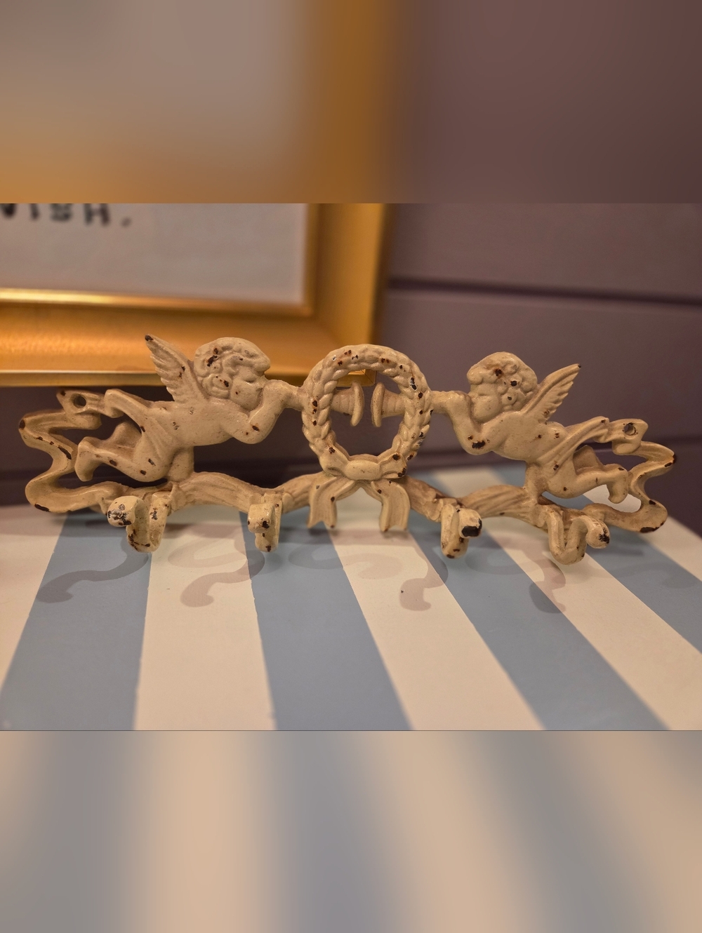 Vintage Cast Iron Cherub Wall Hook